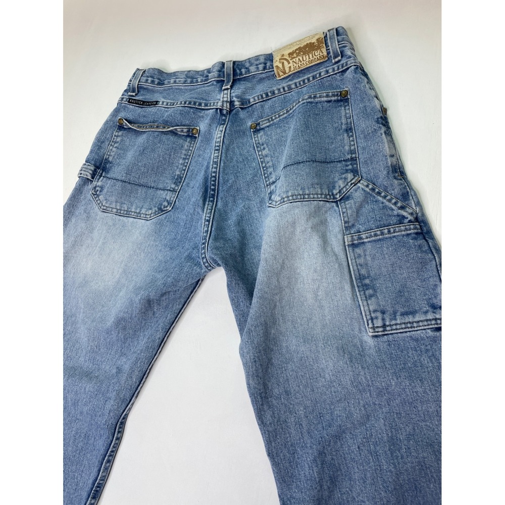 Nautica Mens Jeans Carpenter Wide Leg Baggy 32x32 Blue Streetwear Grunge Skater